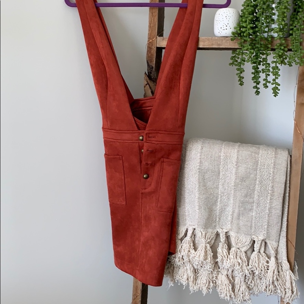 Suede overall dress